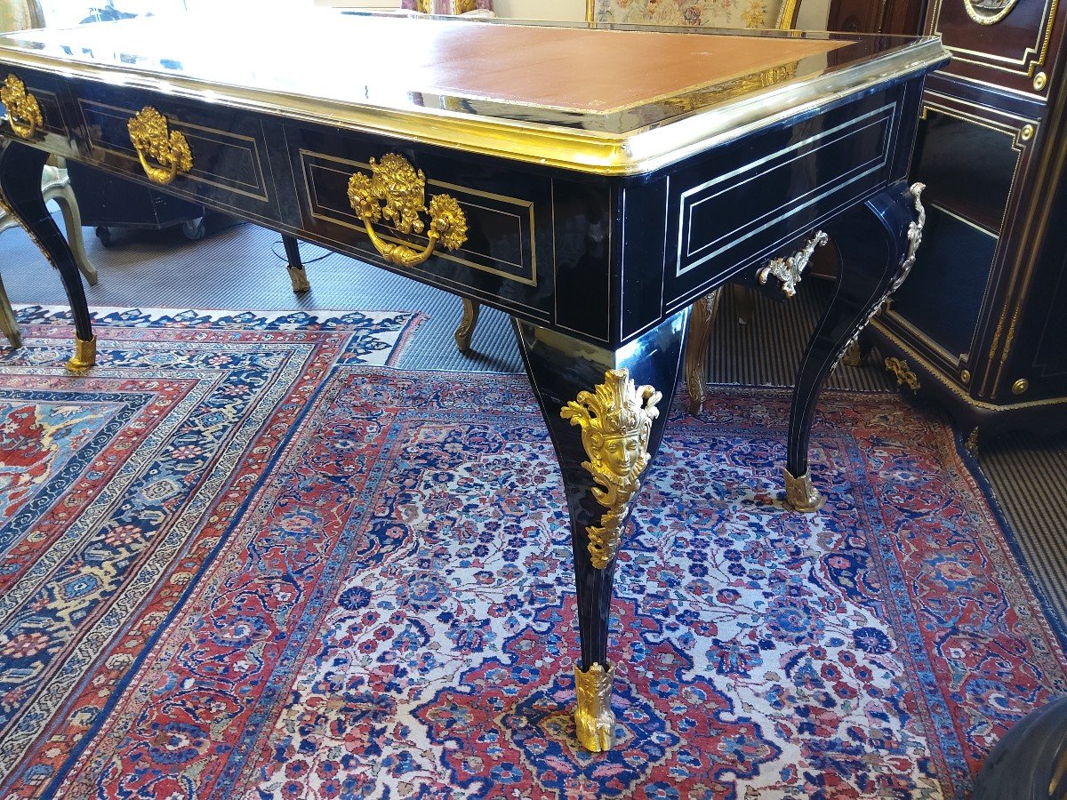 Regency Style Flat Desk In Blackened Wood Napoleon III Period-photo-4
